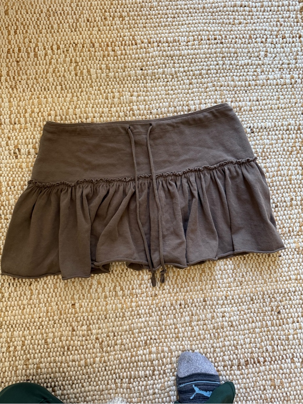 Brandy Melville Brown Ruffle Drawstring Skort
